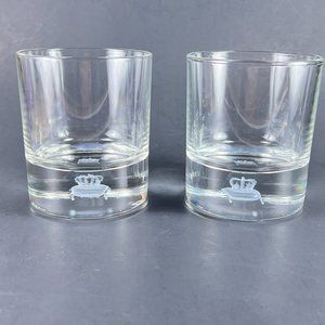 Crown Royal 3D Hologram Worthy Of The Crown Laser Etched Rock Glasses Lot of 2